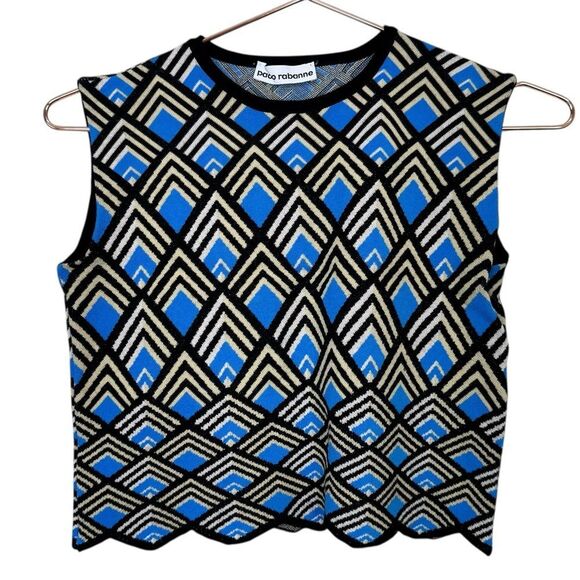 Paco Rabanne Geometric Jacquard Knit Crop Top Size Medium - Picture 5 of 8